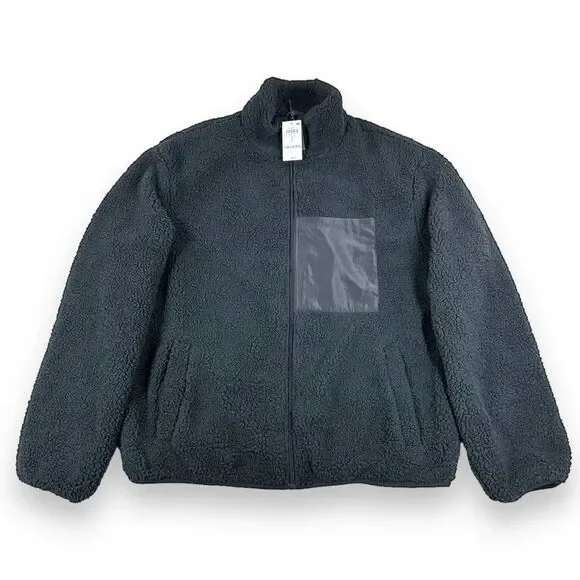 INC International Concepts Sherpa Jacket Mens Size Large L Black Full Zip Fleece - Picture 3 of 12